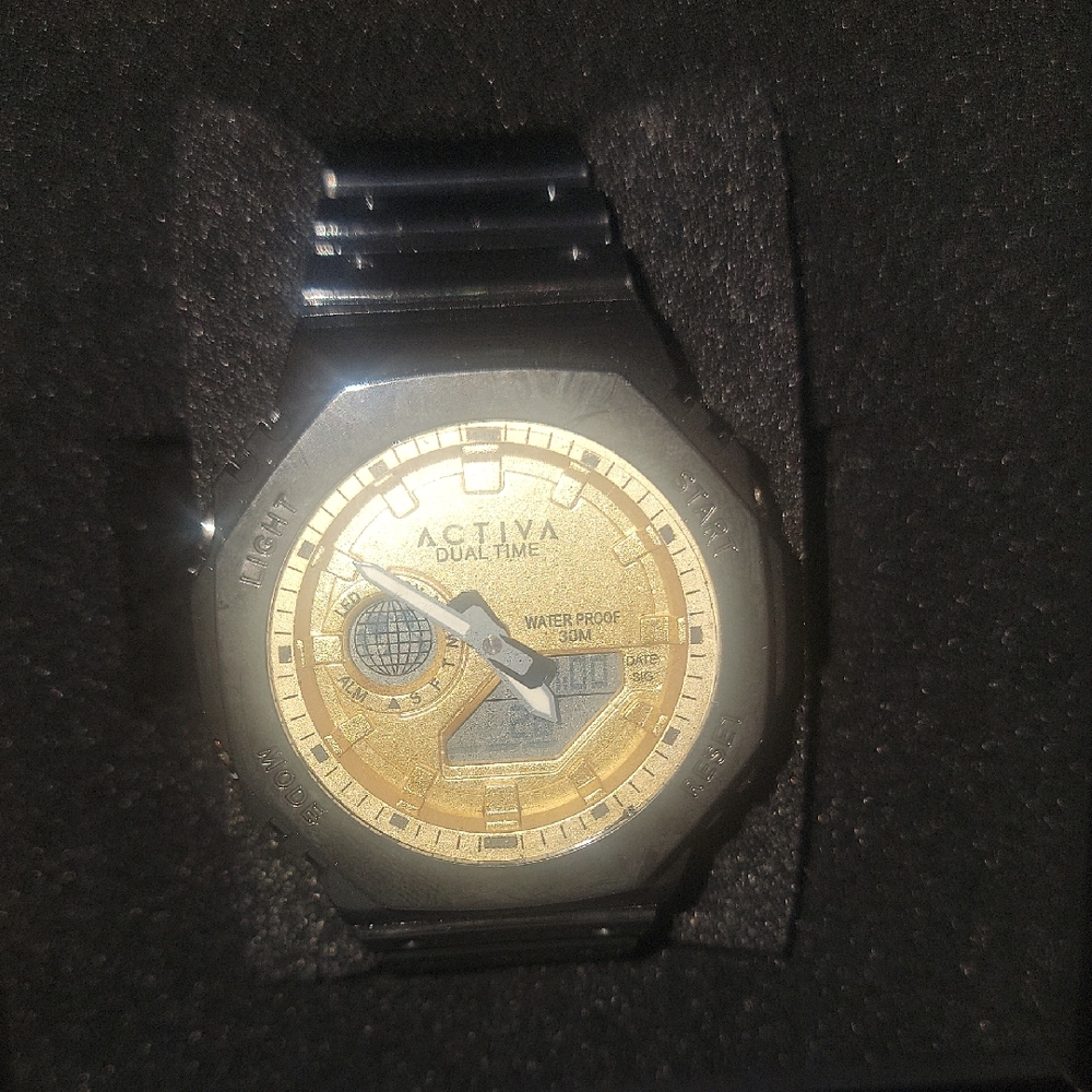 Ativa Dual Time Black and Gold Smartwatch